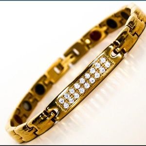 Gold Crystal Plate Healing Bracelet